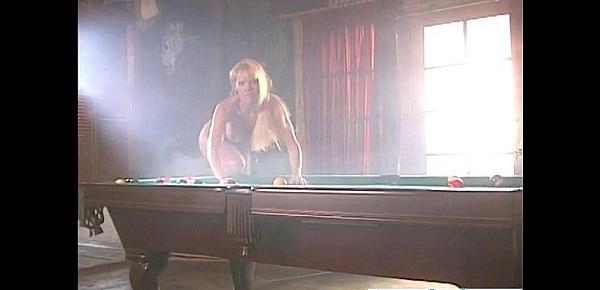  Hot blonde writhing on pool table